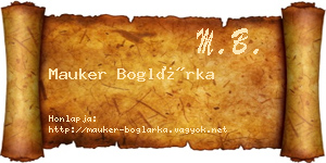 Mauker Boglárka névjegykártya